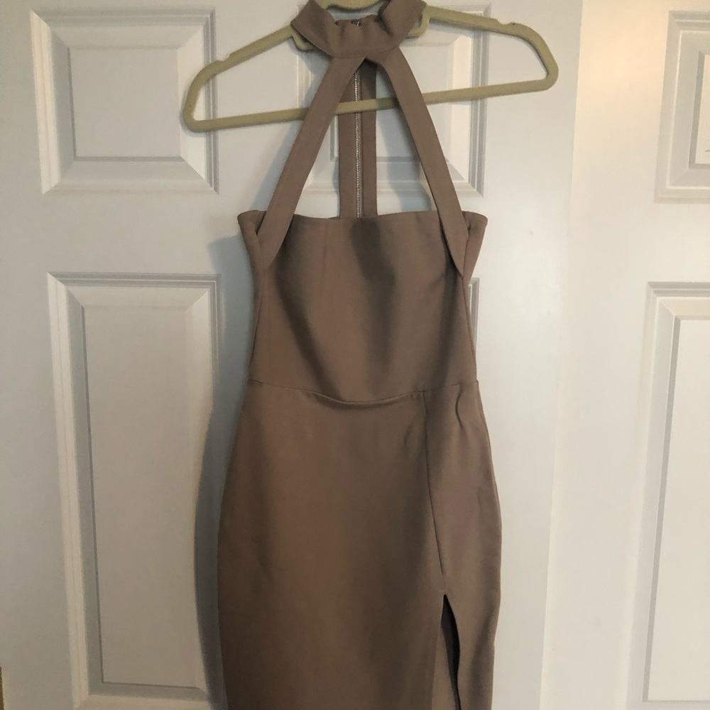 Choker slit midi dress